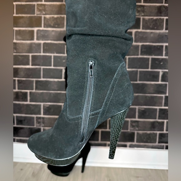 BLACK SUEDE LEATHER HIGH BOOTS - Picture 7 of 9